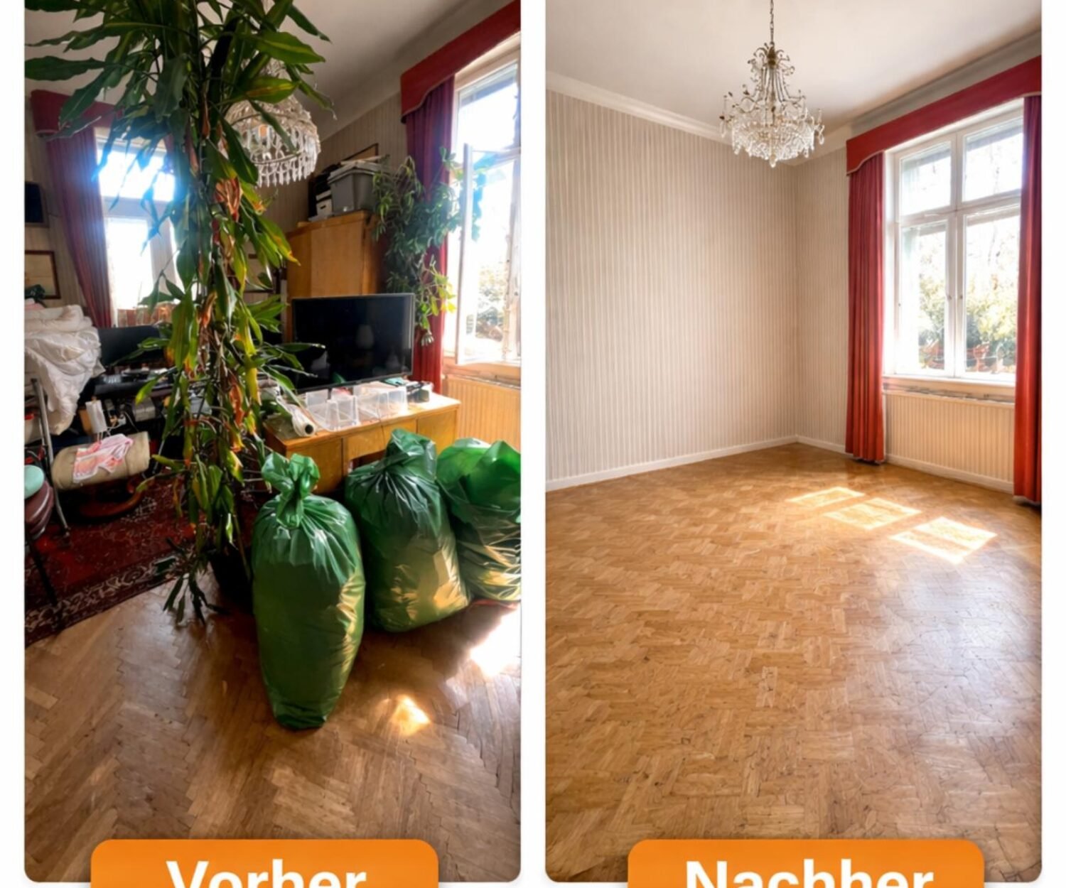 Wohnungsauflösung in Krems an der Donau vorher nachher – zufriedene Kundin