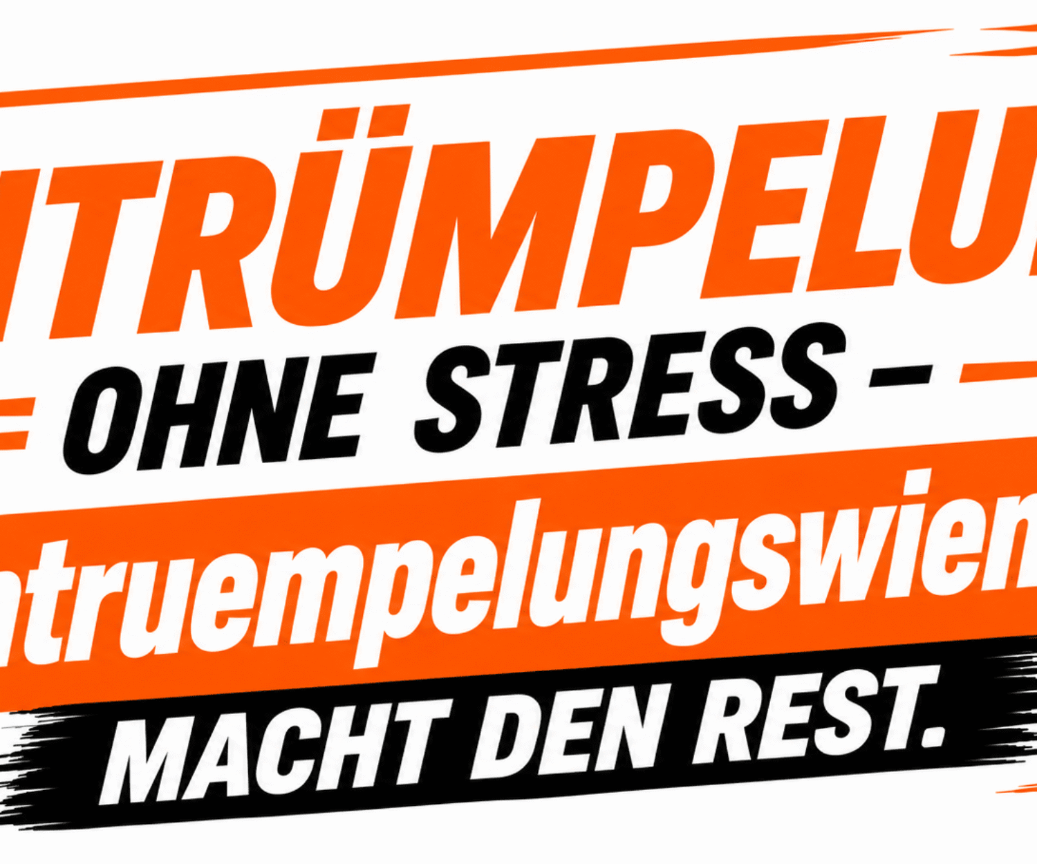 Private Entrümpelung Niederösterreich – Werbegrafik von entruempelungswien.at mit dem Hinweis „Entrümpelung ohne Stress“