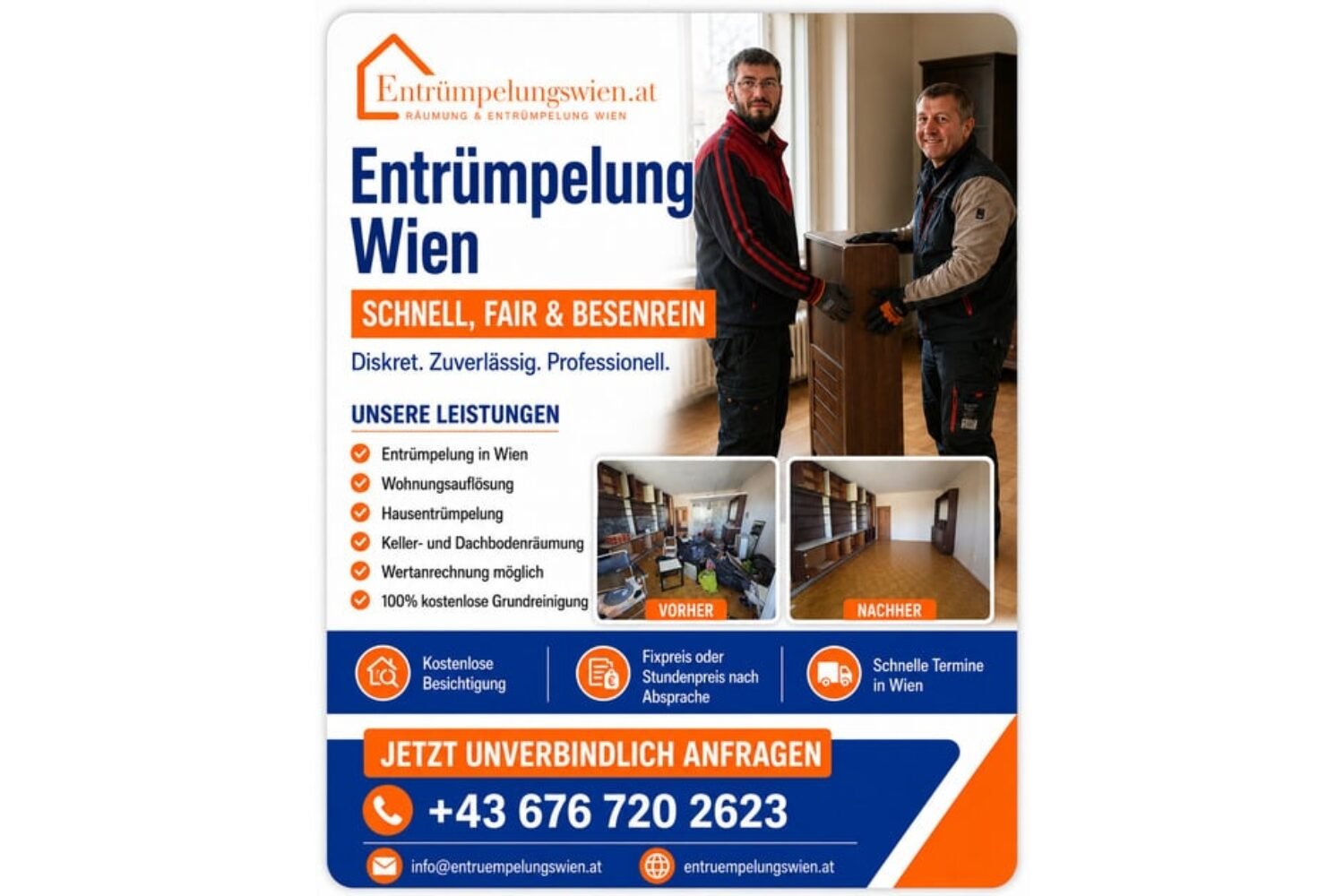 Privatwohnung Räumung Wien mit 24h-Angebot und fairer Besichtigung