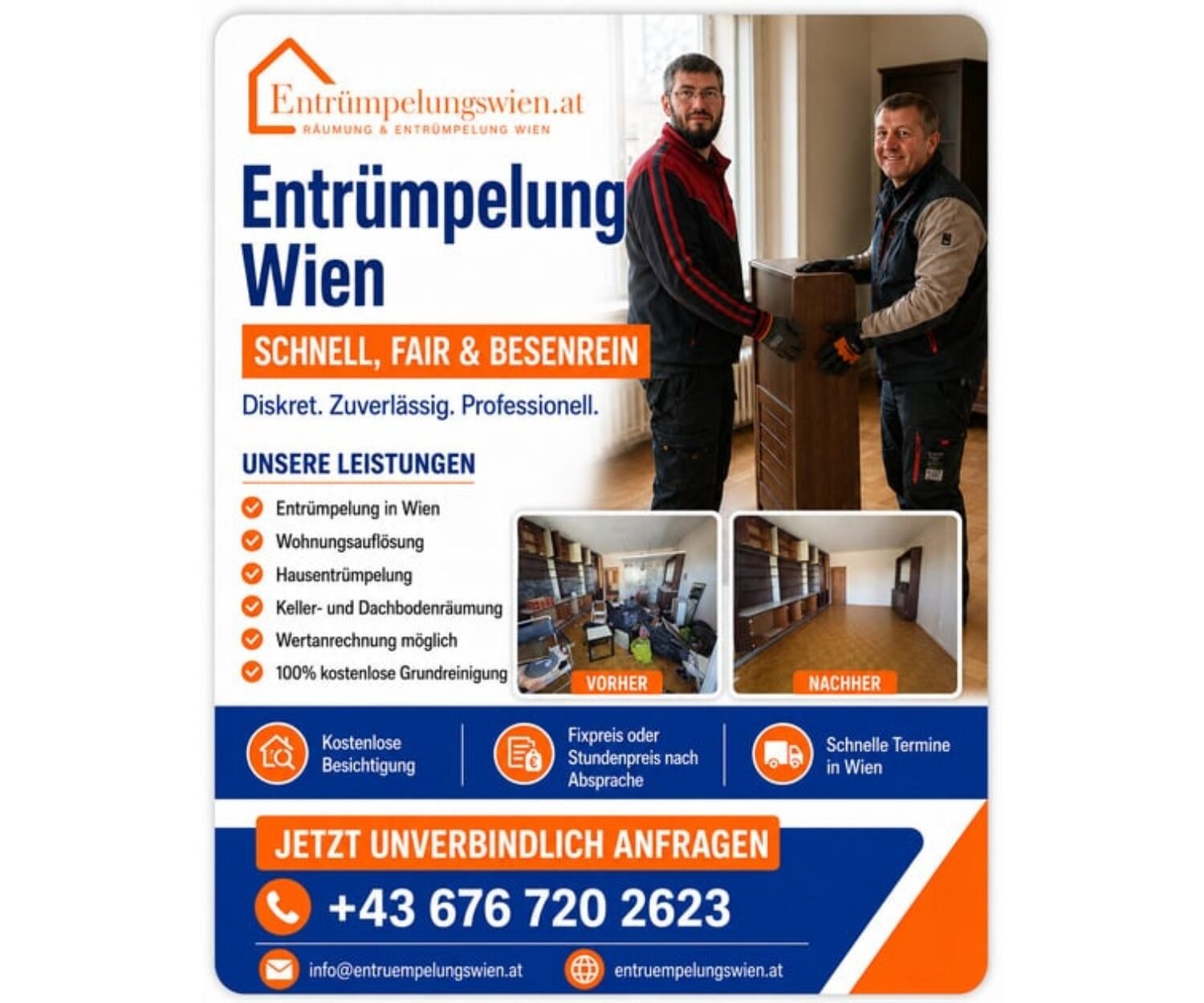 Privatwohnung Räumung Wien mit 24h-Angebot und fairer Besichtigung