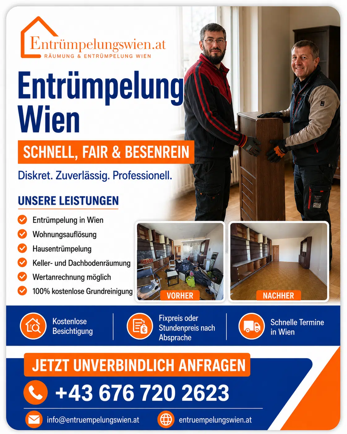 Privatwohnung Räumung Wien mit 24h-Angebot und fairer Besichtigung