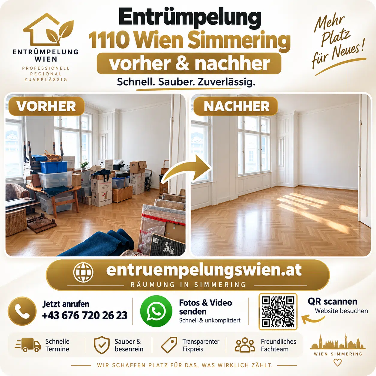 Entrümpelung 1110 Wien Simmering – Vorher-Nachher Räumung
